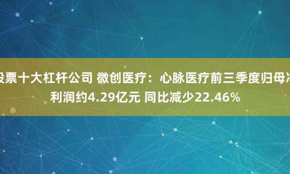 股票十大杠杆公司 微创医疗:心脉医疗前三季度归母净利润约4.29亿元 同比减少22.46%